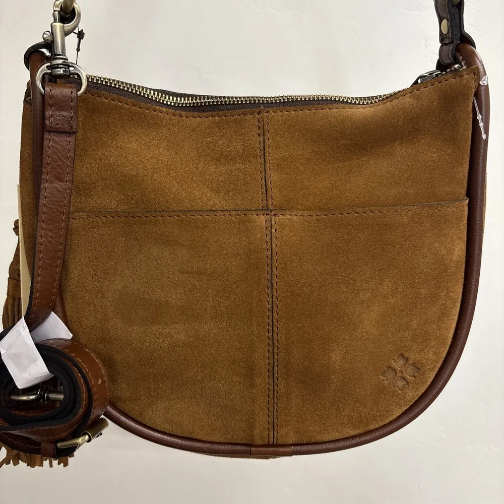 Patricia Nash Cresent  Medium Leather‎ Shoulder Bag Cognac With Tassels NWT New